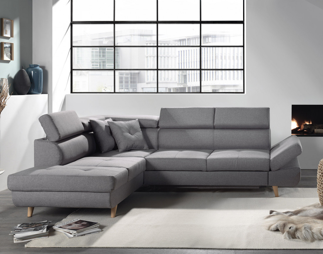 Linea - Canapé d'angle gauche convertible scandinave - L 252 x P 190cm