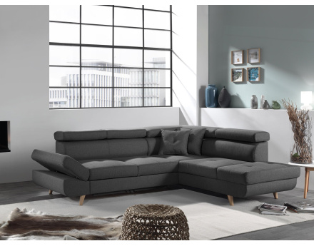 Linea - Canapé d'angle droit convertible scandinave - L 252 x P 190cm