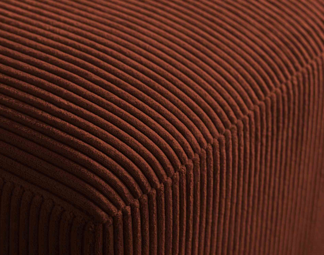 Canapé d'angle panoramique droit convertible avec coffre en velours côtelé Livy