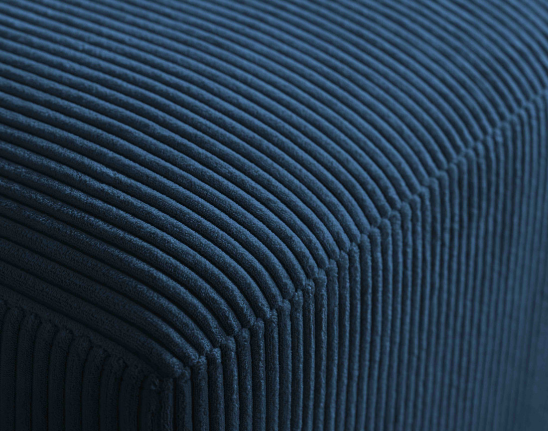 Canapé d'angle panoramique gauche convertible avec coffre en velours côtelé Livy