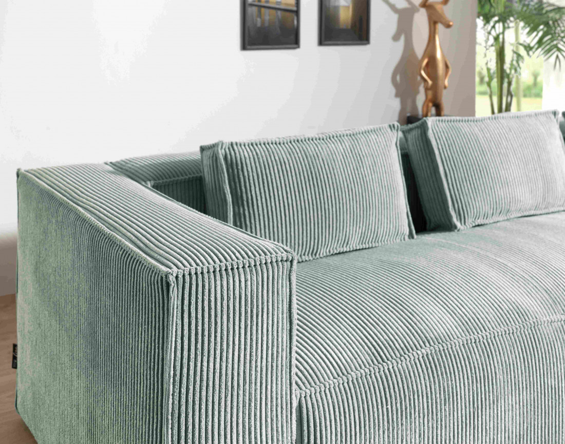 Stella - canapé d'angle - en velours côtelé - 4 places -style contemporain - droit