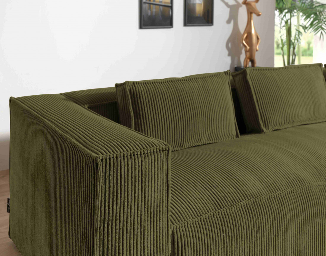 Stella - canapé d'angle - en velours côtelé - 4 places -style contemporain - droit