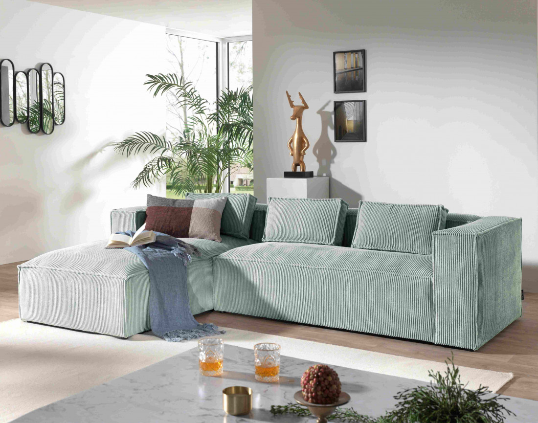 Stella - canapé d'angle en velours côtelé - 4 places - style contemporain  - gauche