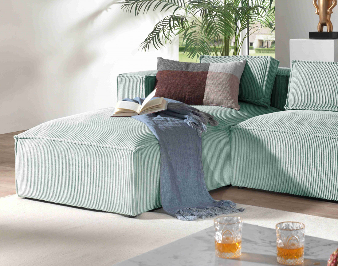 Stella - canapé d'angle en velours côtelé - 4 places - style contemporain  - gauche