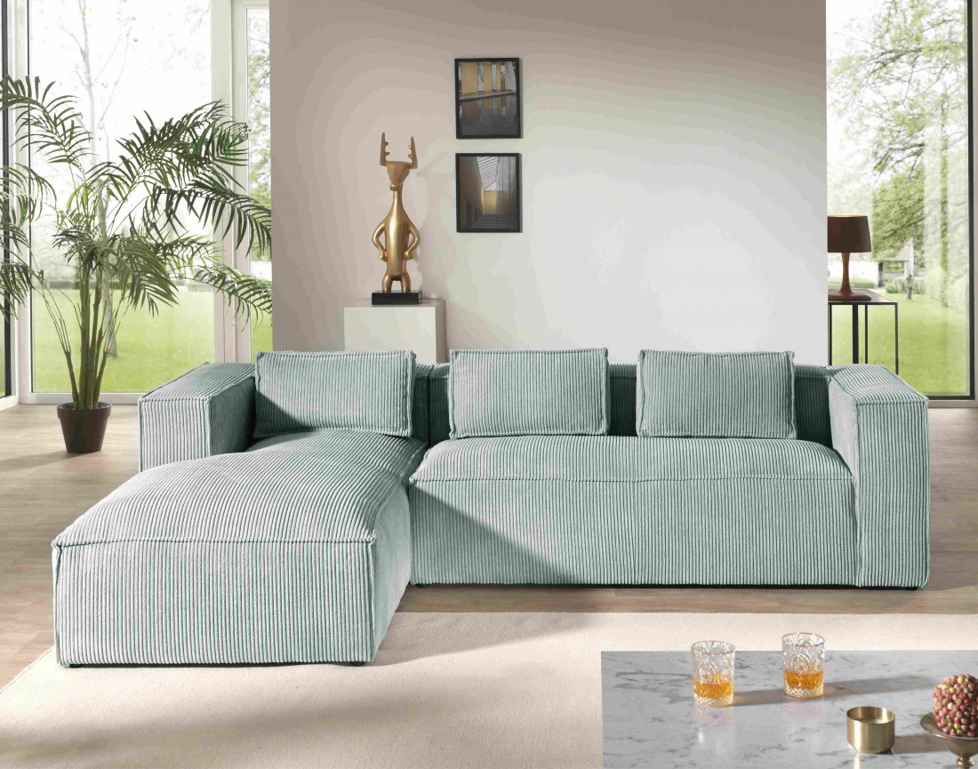Stella - canapé d'angle en velours côtelé - 4 places - style contemporain  - gauche