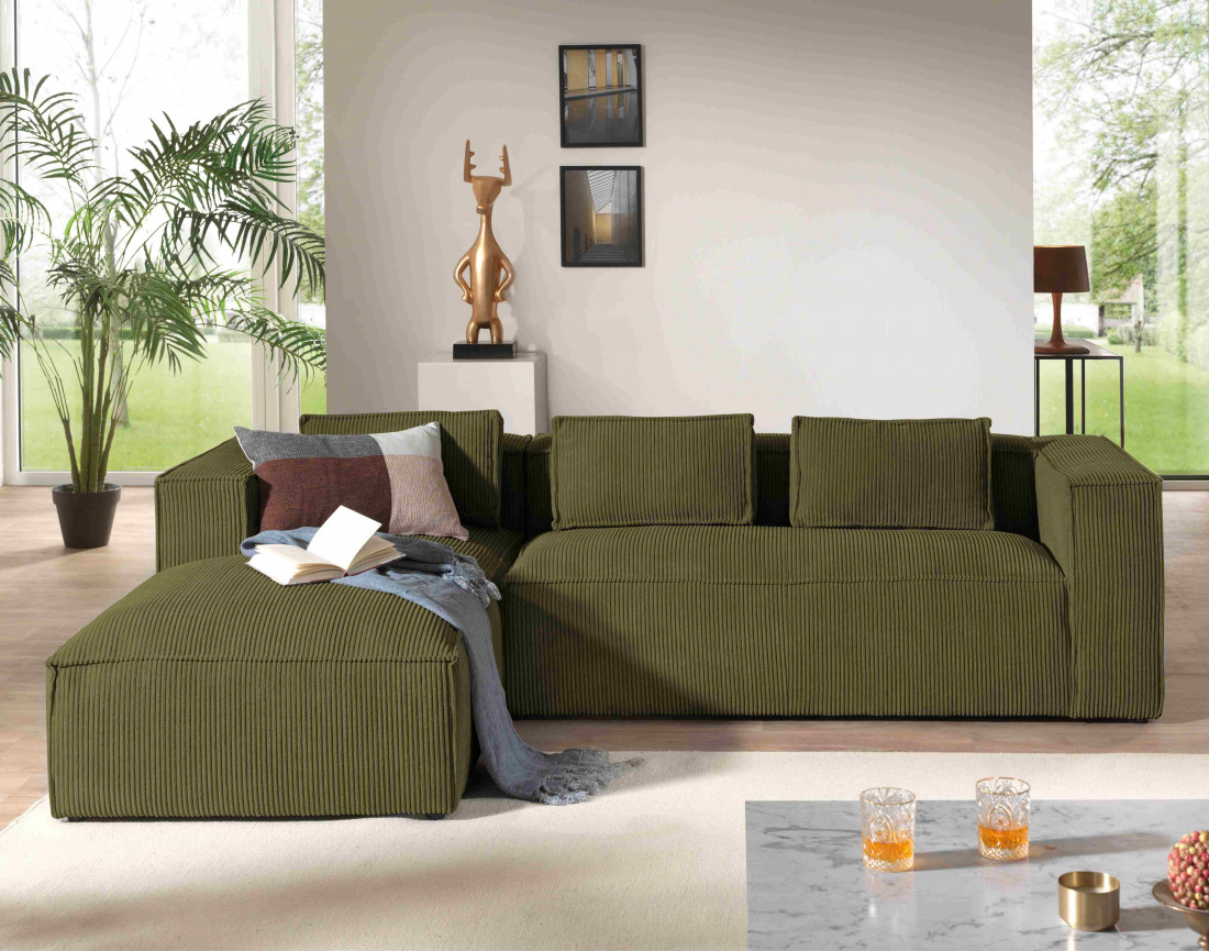 Stella - canapé d'angle en velours côtelé - 4 places - style contemporain  - gauche