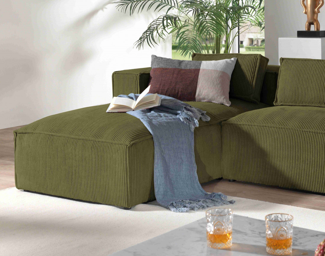 Stella - canapé d'angle en velours côtelé - 4 places - style contemporain  - gauche
