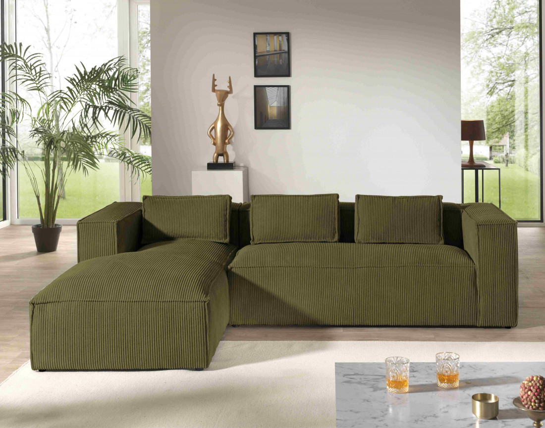 Stella - canapé d'angle en velours côtelé - 4 places - style contemporain  - gauche