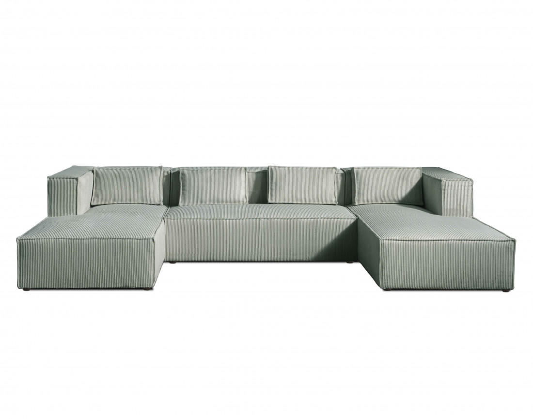Stella - canapé panoramique en velours côtelé - 7 places - style contemporain