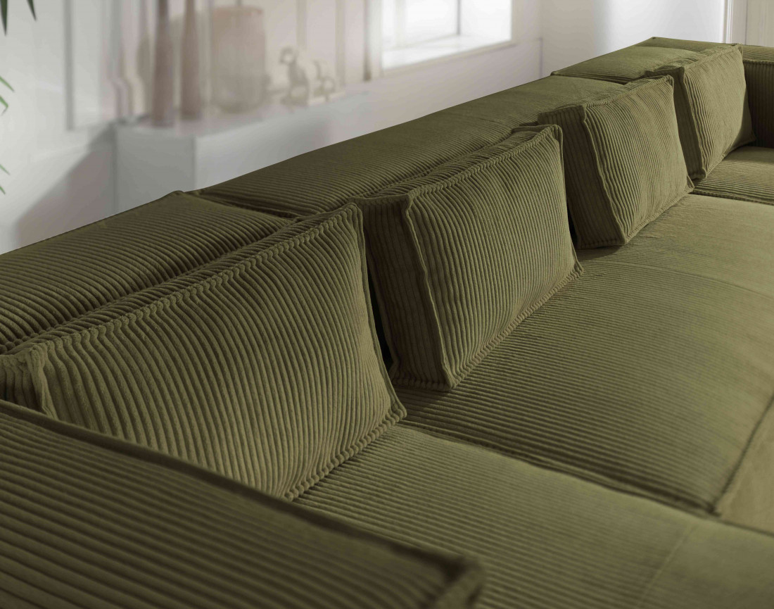 Stella - canapé panoramique en velours côtelé - 7 places - style contemporain