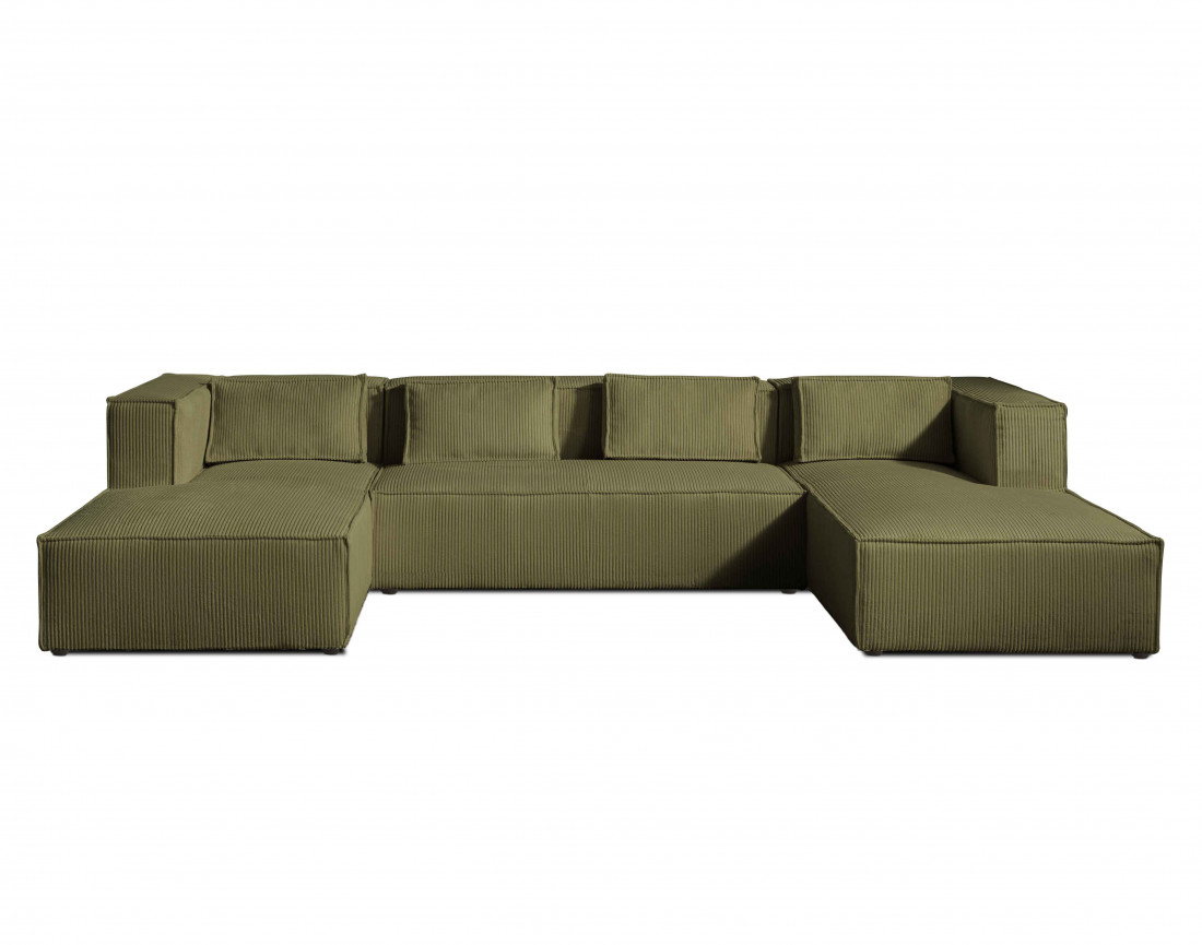 Stella - canapé panoramique en velours côtelé - 7 places - style contemporain