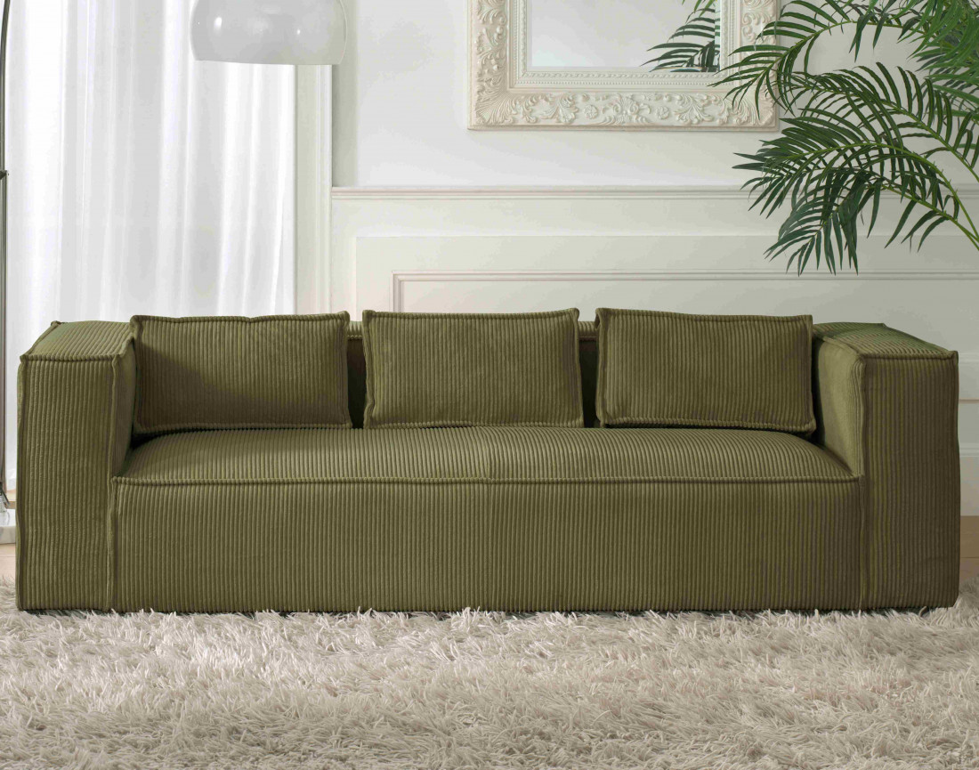 Stella - canapé fixe 3 places - en velours côtelé - style contemporain