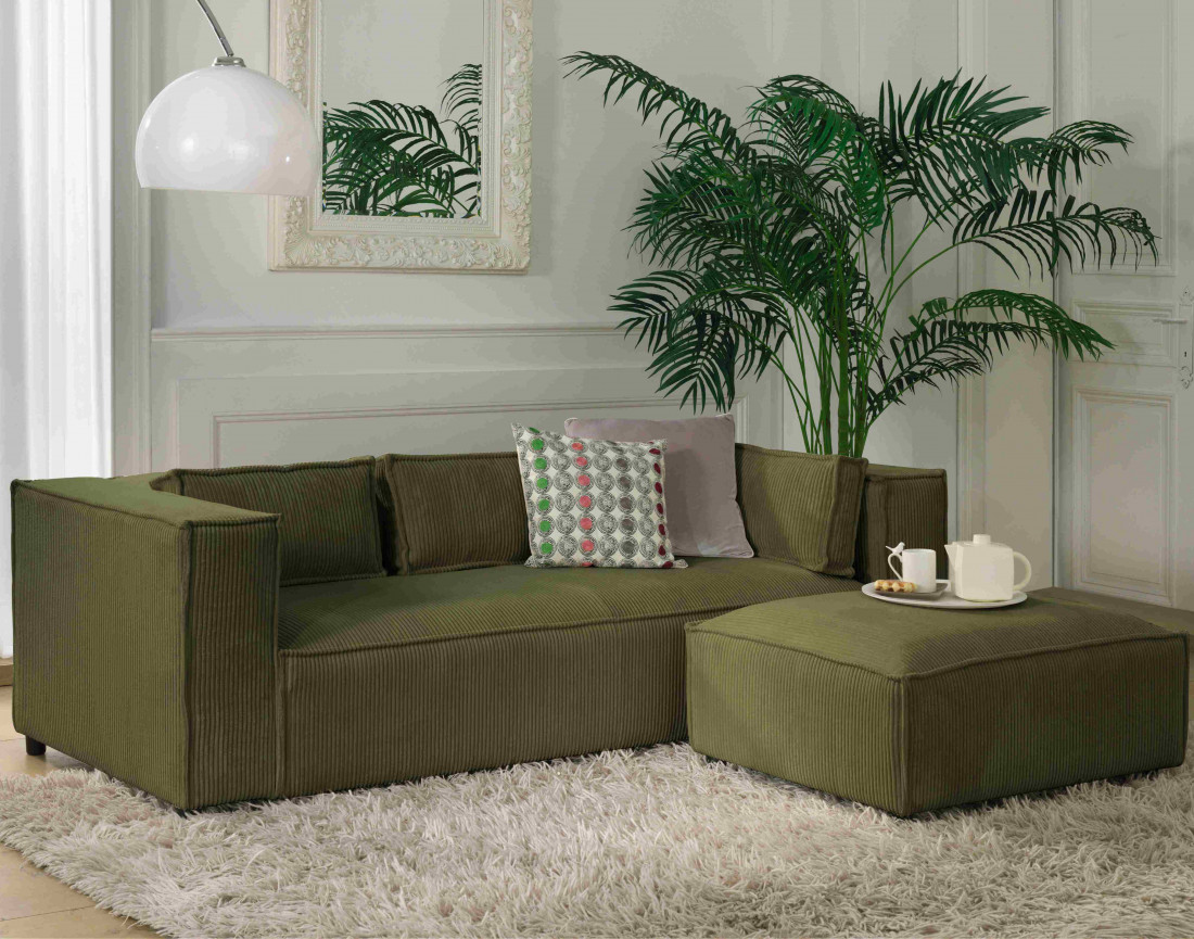 Stella - canapé fixe 3 places - en velours côtelé - style contemporain