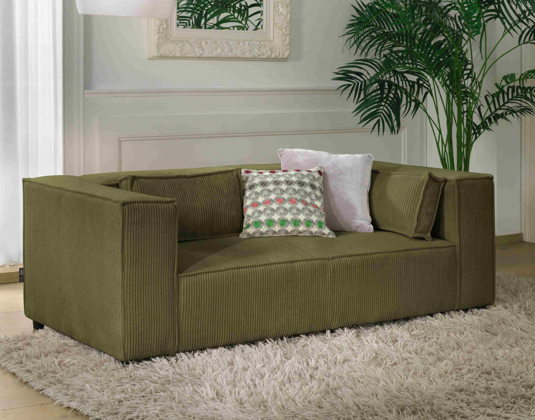 Stella - canapé fixe 2 places - en velours côtelé - style contemporain