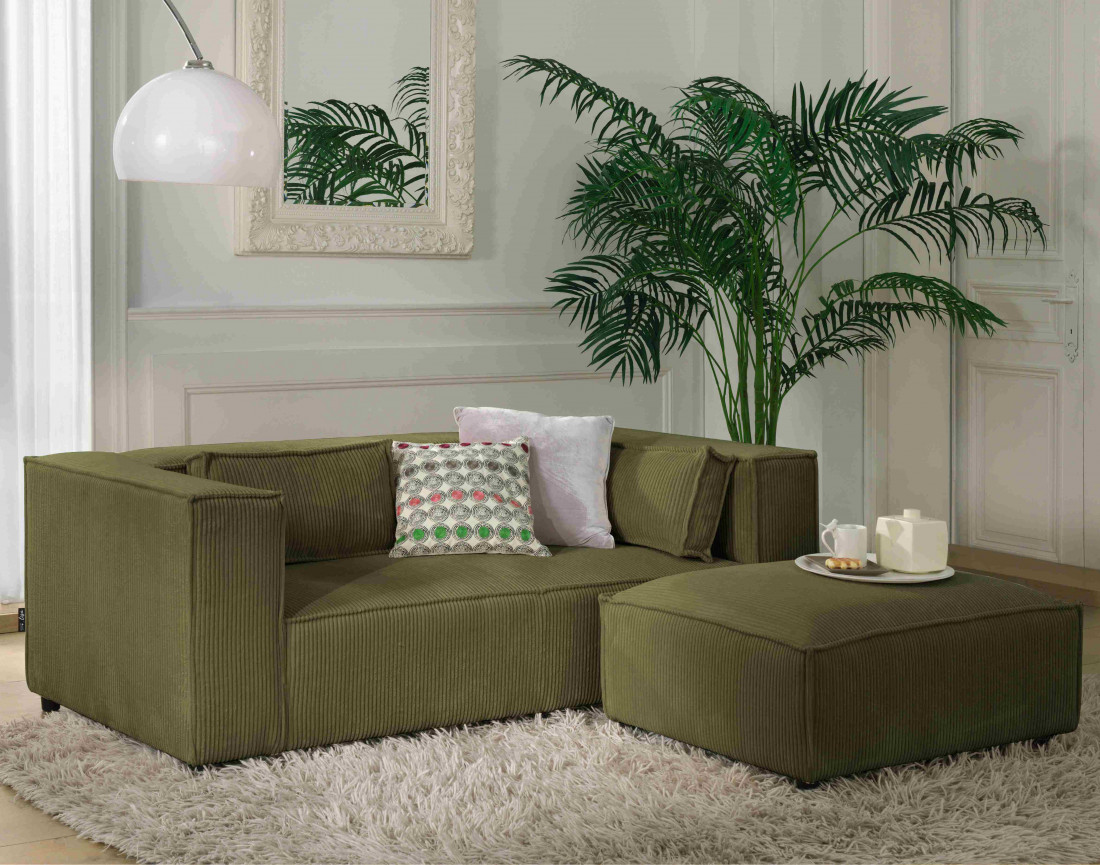 Stella - canapé fixe 2 places - en velours côtelé - style contemporain