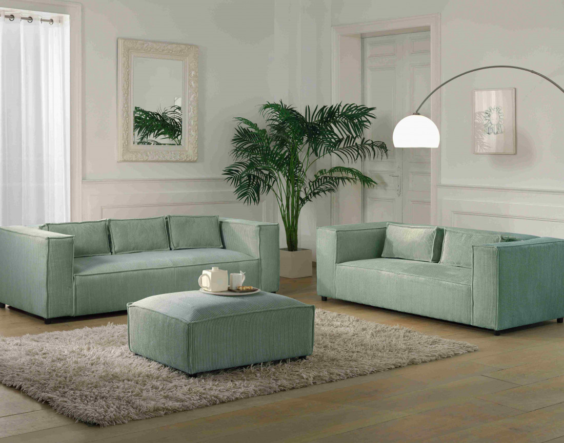 Stella - pouf en velours côtelé au style contemporain