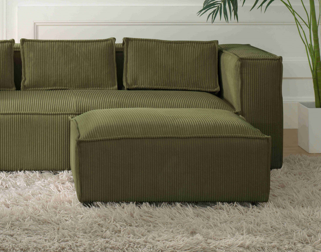 Stella - pouf en velours côtelé au style contemporain