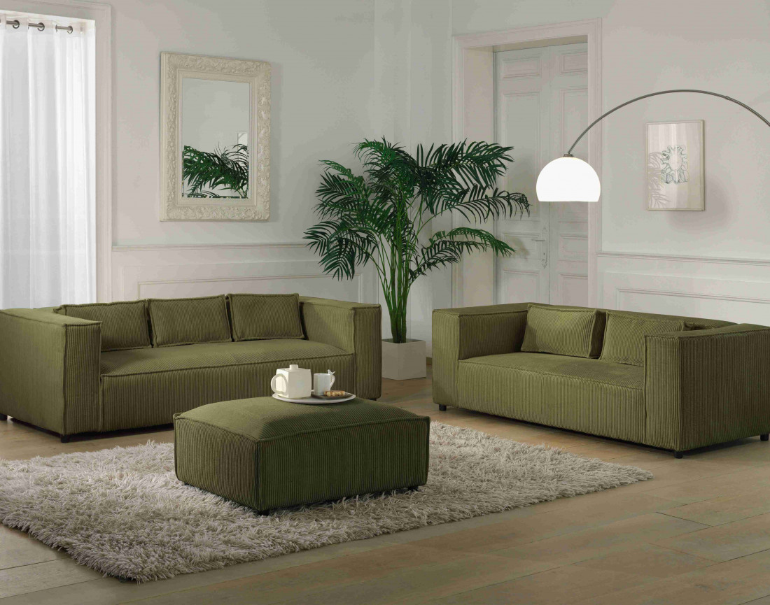 Stella - pouf en velours côtelé au style contemporain