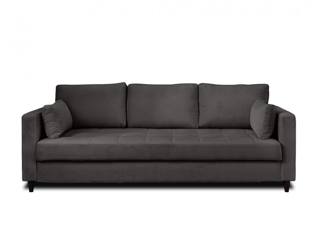 Canapé droit 3 places convertible avec poche en velours Anna