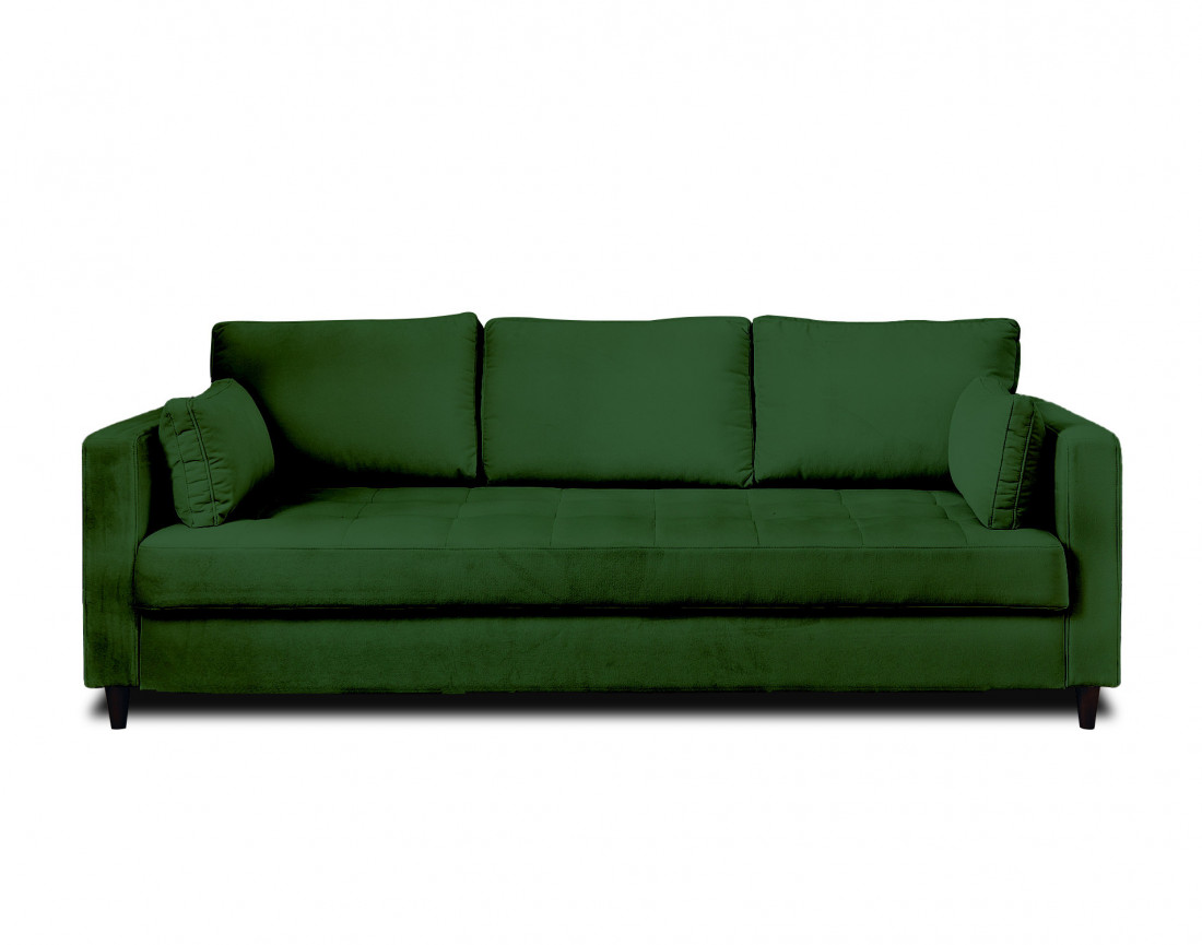 Canapé droit 3 places convertible avec poche en velours Anna