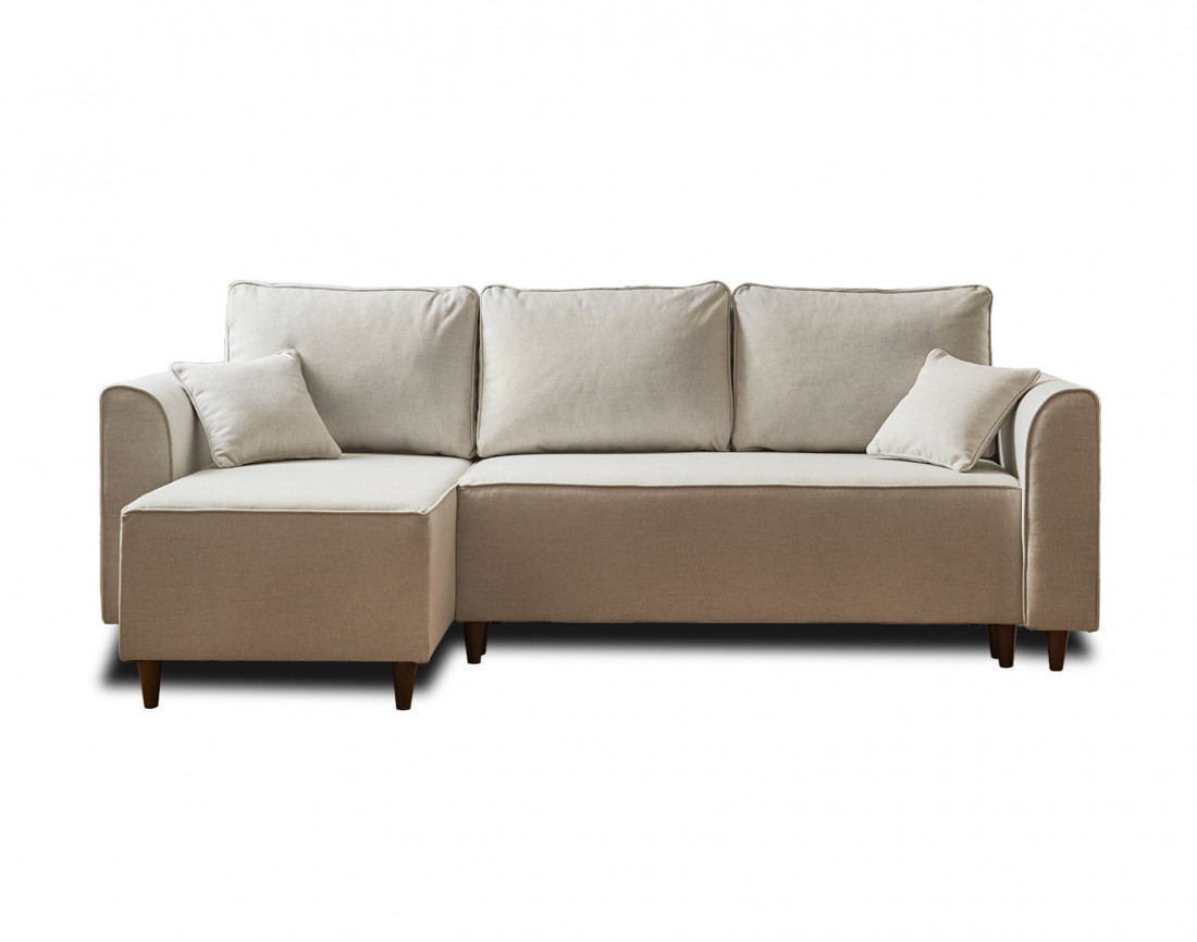 Canapé d'angle réversible 4 places convertible avec coffre en tissu Saphir