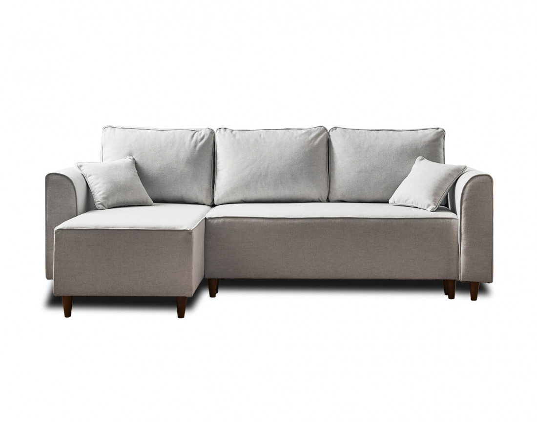 Canapé d'angle réversible 4 places convertible avec coffre en tissu Saphir