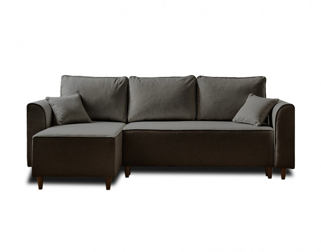 Canapé d'angle réversible 4 places convertible avec coffre en tissu Saphir