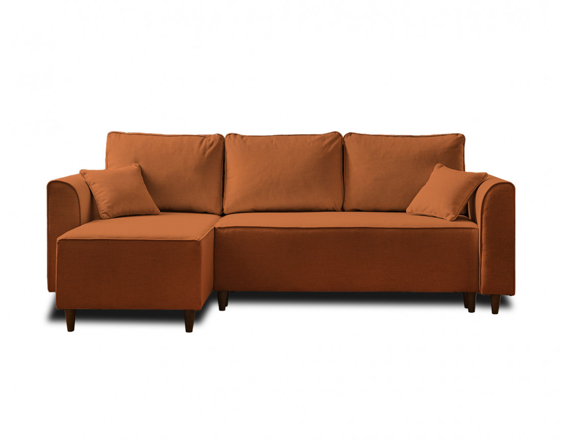 Canapé d'angle réversible 4 places convertible avec coffre en tissu Saphir