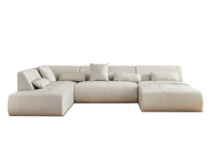 Canapé panoramique d'angle gauche 7 places en tissu Onyx