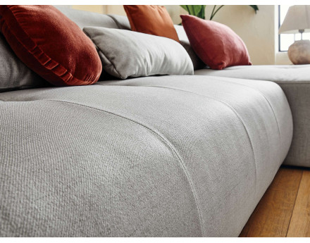 Canapé panoramique d'angle gauche 7 places en tissu Onyx