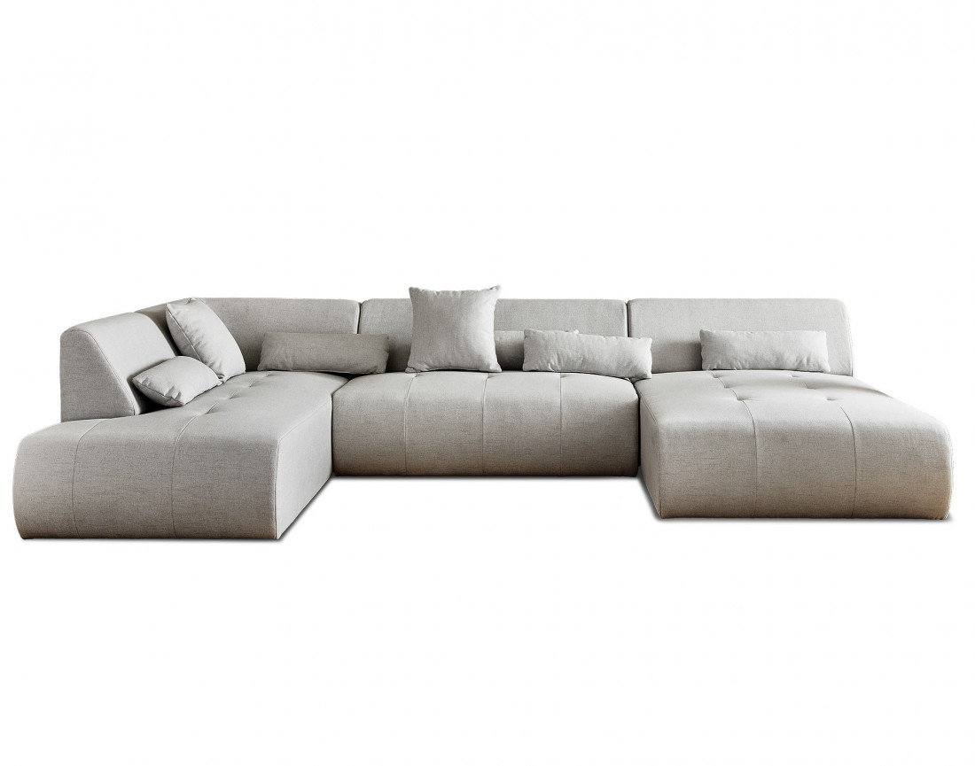 Canapé panoramique d'angle gauche 7 places en tissu Onyx