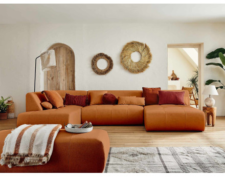 Canapé panoramique d'angle gauche 7 places en tissu Onyx