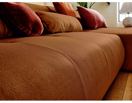 Canapé panoramique d'angle gauche 7 places en tissu Onyx