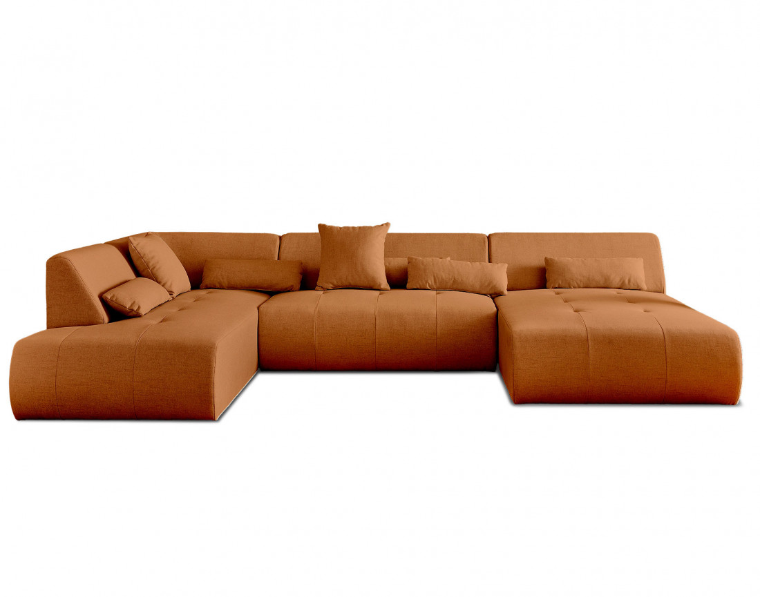 Canapé panoramique d'angle gauche 7 places en tissu Onyx