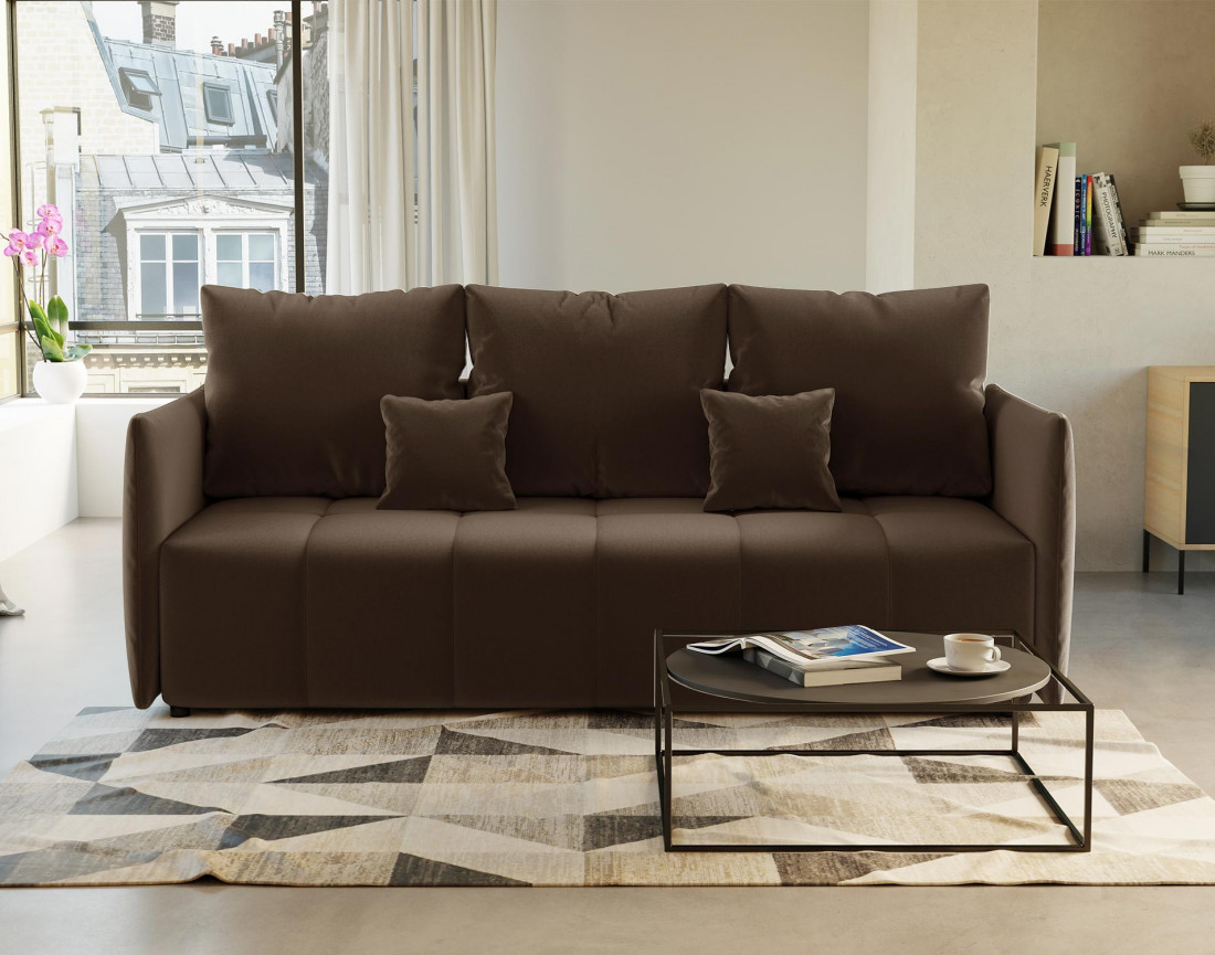 Canapé 3 places convertible avec coffre en velours Petra