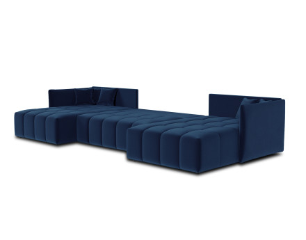 Canapé panoramique en U 7 places convertible avec coffre en velours Petra