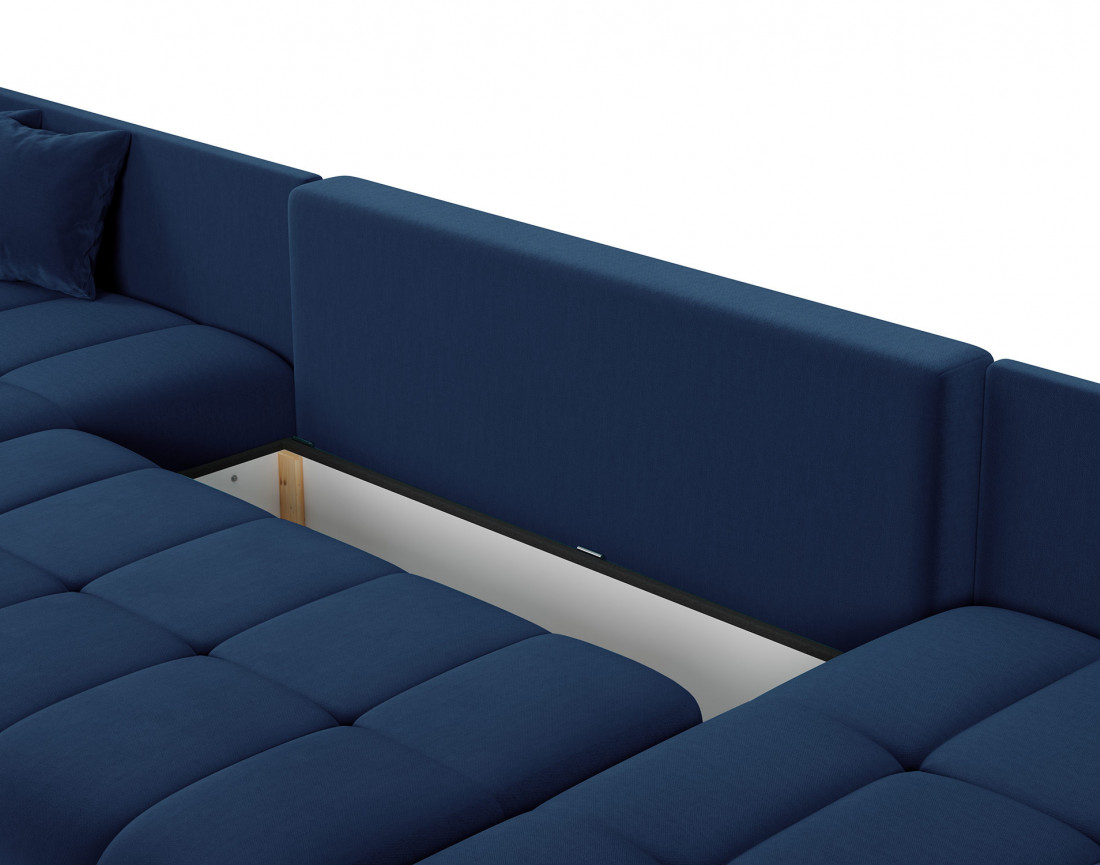 Canapé panoramique en U 7 places convertible avec coffre en velours Petra