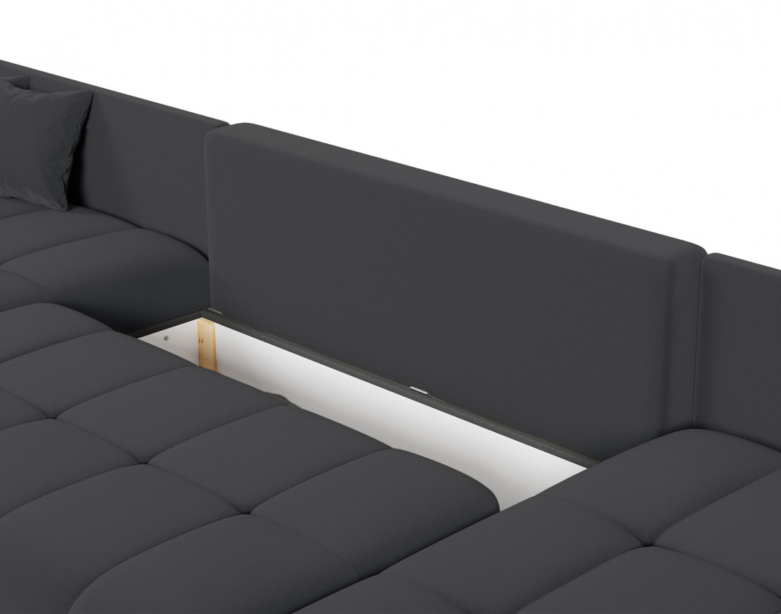 Canapé panoramique en U 7 places convertible avec coffre en velours Petra