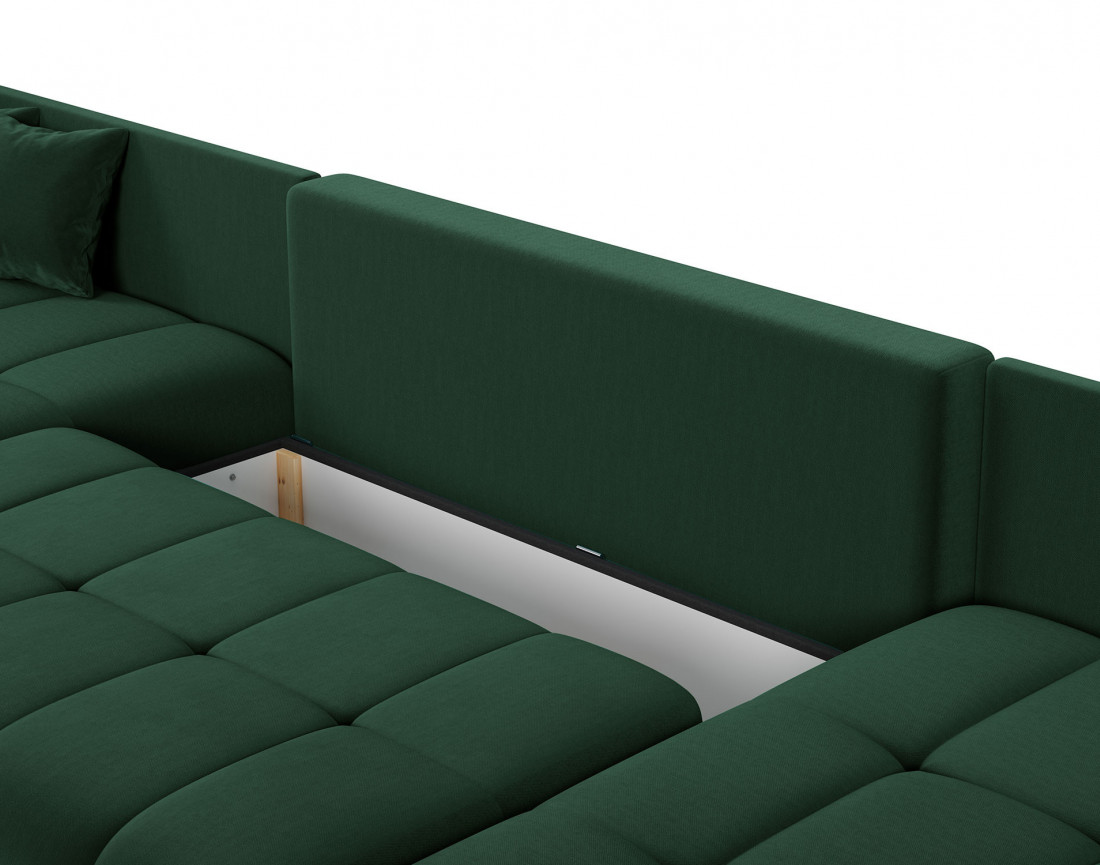 Canapé panoramique en U 7 places convertible avec coffre en velours Petra
