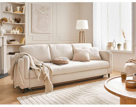 Canapé 3 places convertible en velours Brooke