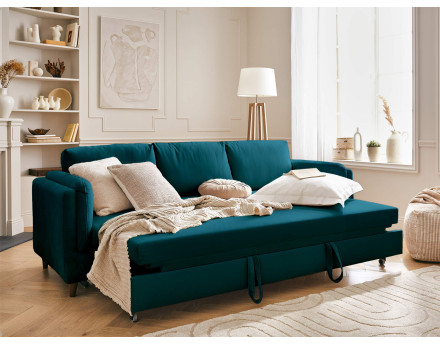 Canapé 3 places convertible en velours Brooke