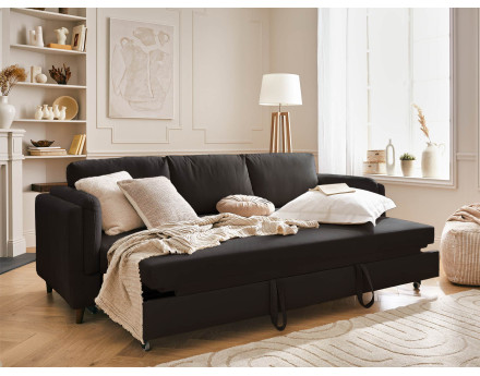 Canapé 3 places convertible en velours Brooke