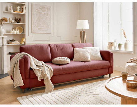 Canapé 3 places convertible en velours Brooke