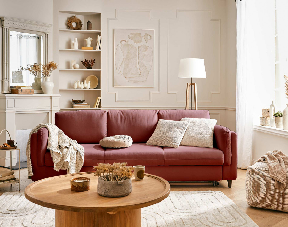 Canapé 3 places convertible en velours Brooke