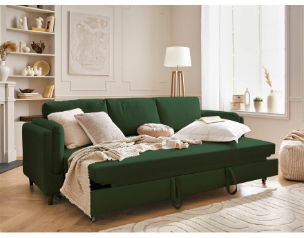 Canapé 3 places convertible en velours Brooke