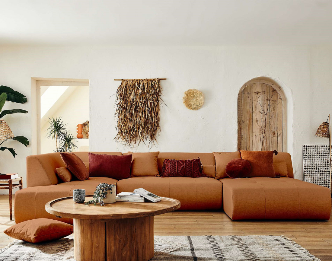 Canapé modulable panoramique d'angle gauche 7 places - en tissu - Onyx