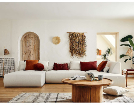 Canapé modulable panoramique d'angle droit 7 places - en tissu -Onyx