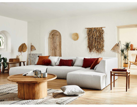 Canapé modulable panoramique d'angle droit 7 places - en tissu -Onyx