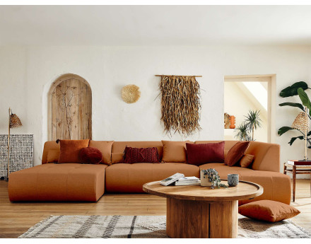 Canapé modulable panoramique d'angle droit 7 places - en tissu -Onyx