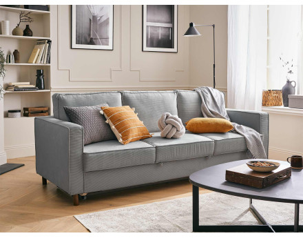 Canapé 3 places convertible en velours côtelé Jake